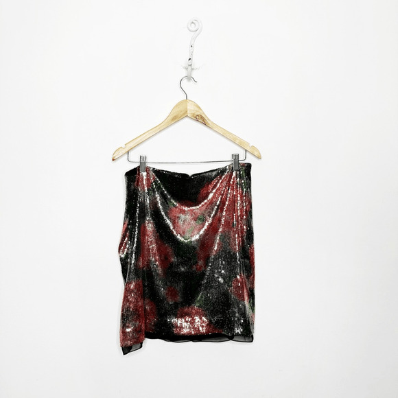 LANA STEPUL SEQUIN floral print Mini skirt taylor swift eras womens size 32 14 - Picture 1 of 4